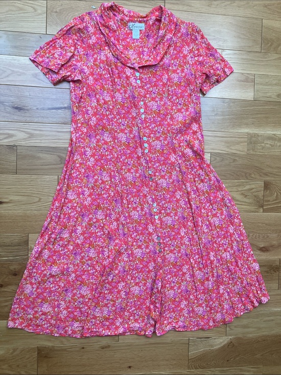 Dress Barn Dresses & Skirts - Vintage retro Pink ditsy Floral Button-Front A-Line 16W